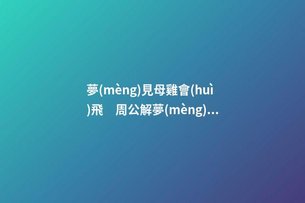 夢(mèng)見母雞會(huì)飛　周公解夢(mèng)之夢(mèng)到母雞會(huì)飛